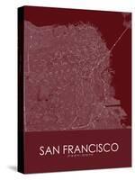 South San Francisco, United States of America Red Map-null-Stretched Canvas