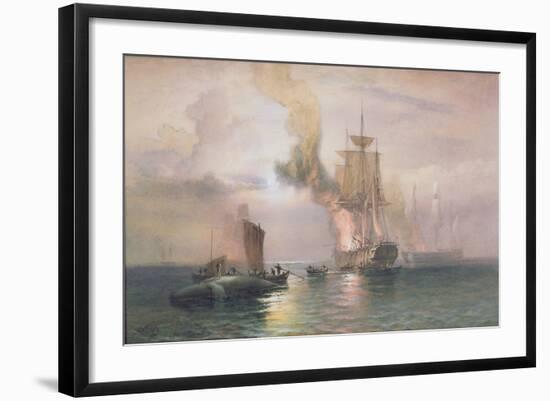 South Sea Whalers Boiling Blubber, with Whale Alongside, C.1875-85-Oswald Walter Brierly-Framed Giclee Print