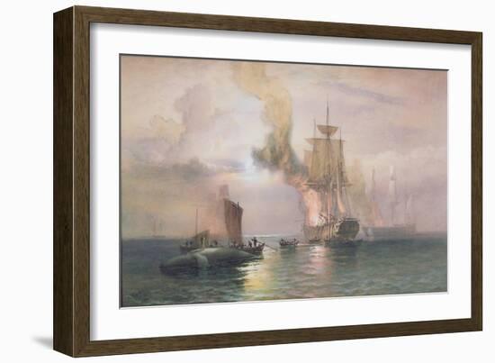 South Sea Whalers Boiling Blubber, with Whale Alongside, C.1875-85-Oswald Walter Brierly-Framed Giclee Print