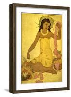 South Seas Maiden Making Lei-null-Framed Art Print