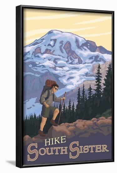 South Sister, Oregon - Hiking Scene-Lantern Press-Framed Art Print