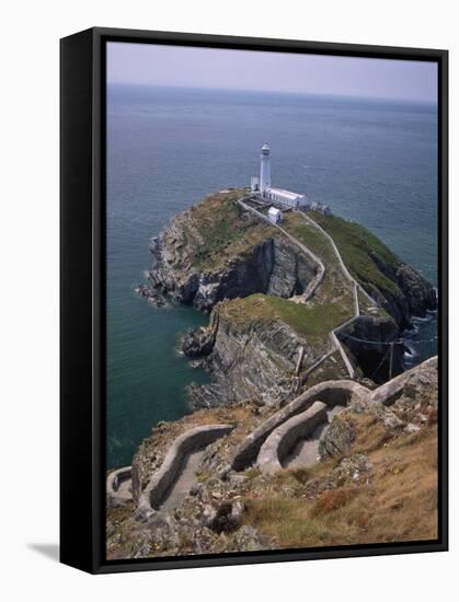 South Stack Lighthouse on the Western Tip of Holy Island, Anglesey-Nigel Blythe-Framed Stretched Canvas