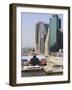 South Street Seaport and Lower Manhattan Buildings-Amanda Hall-Framed Photographic Print