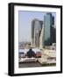 South Street Seaport and Lower Manhattan Buildings-Amanda Hall-Framed Photographic Print