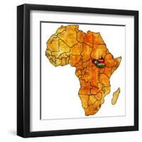 South Sudan on Actual Map of Africa-michal812-Framed Art Print