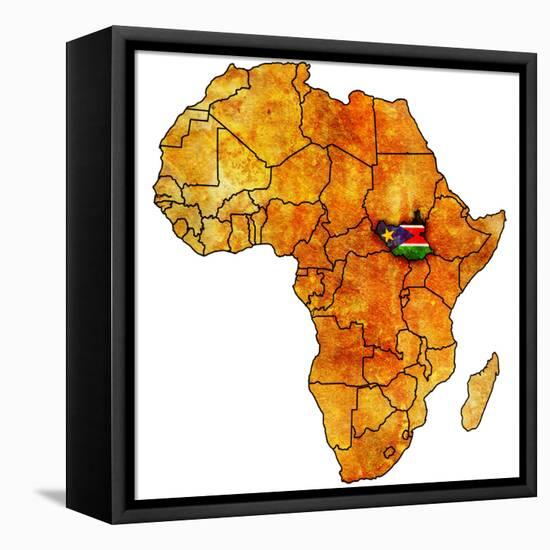 South Sudan on Actual Map of Africa-michal812-Framed Stretched Canvas