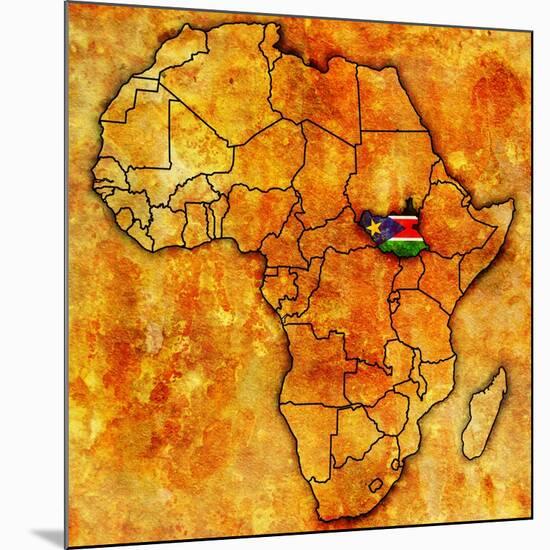 South Sudan on Actual Map of Africa-michal812-Mounted Art Print