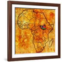 South Sudan on Actual Map of Africa-michal812-Framed Art Print