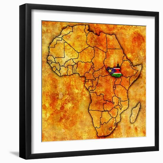 South Sudan on Actual Map of Africa-michal812-Framed Art Print