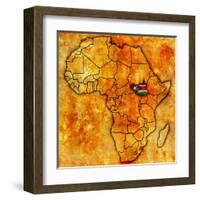 South Sudan on Actual Map of Africa-michal812-Framed Art Print