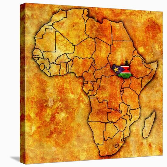 South Sudan on Actual Map of Africa-michal812-Stretched Canvas