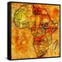 South Sudan on Actual Map of Africa-michal812-Framed Stretched Canvas