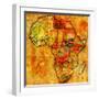 South Sudan on Actual Map of Africa-michal812-Framed Art Print