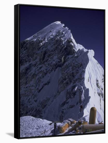 South Summit of Everest with Oxygen Bottles, Nepal-Michael Brown-Framed Stretched Canvas