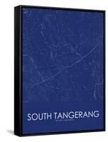 South Tangerang, Indonesia Blue Map-null-Framed Stretched Canvas