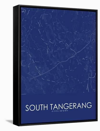 South Tangerang, Indonesia Blue Map-null-Framed Stretched Canvas