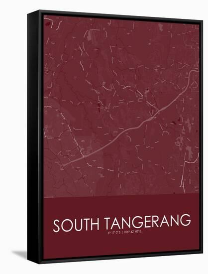South Tangerang, Indonesia Red Map-null-Framed Stretched Canvas