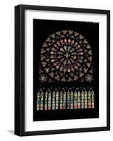 South Transept Rose Window Depicting Christ in the Centre Surrounded by Saints-null-Framed Giclee Print