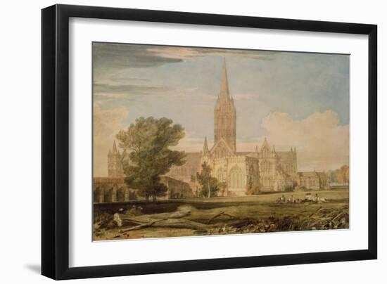 South View of Salisbury Cathedral, 1797-98 (Pencil & W/C on Paper)-Joseph Mallord William Turner-Framed Giclee Print