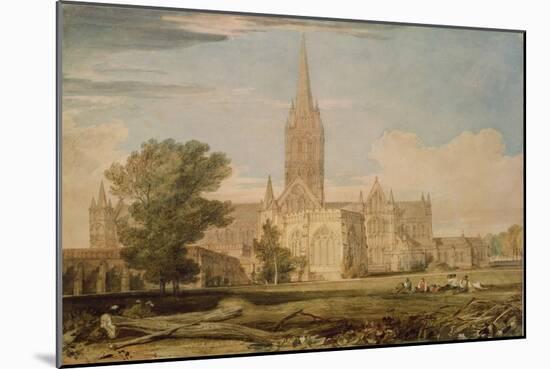 South View of Salisbury Cathedral, 1797-98 (Pencil & W/C on Paper)-Joseph Mallord William Turner-Mounted Giclee Print