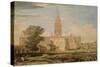 South View of Salisbury Cathedral, 1797-98 (Pencil & W/C on Paper)-Joseph Mallord William Turner-Stretched Canvas