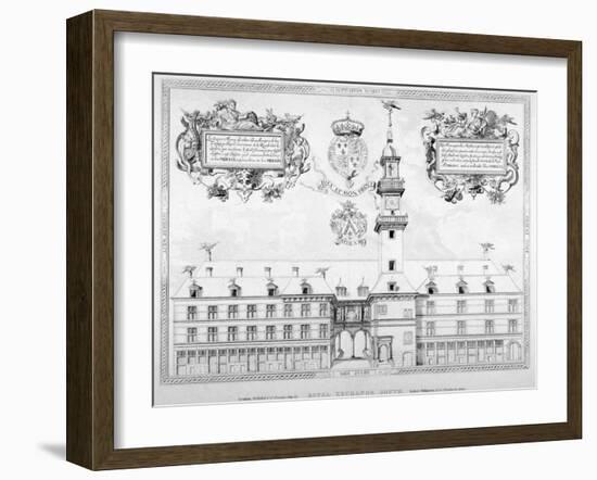 South View of the First Royal Exchange with Coats of Arms Above, City of London, 1819-null-Framed Giclee Print