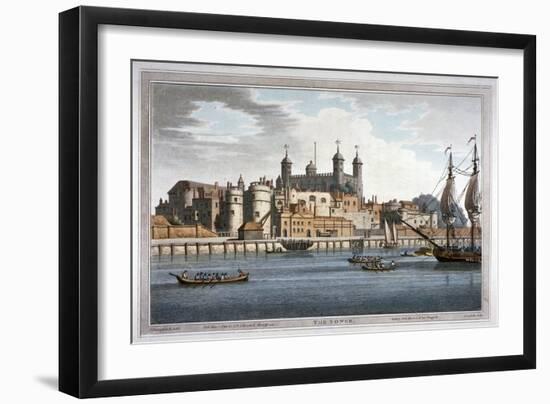 South View of the Tower of London with Boats on the River Thames, 1795-Joseph Constantine Stadler-Framed Giclee Print