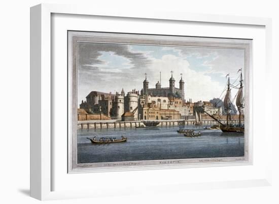 South View of the Tower of London with Boats on the River Thames, 1795-Joseph Constantine Stadler-Framed Giclee Print