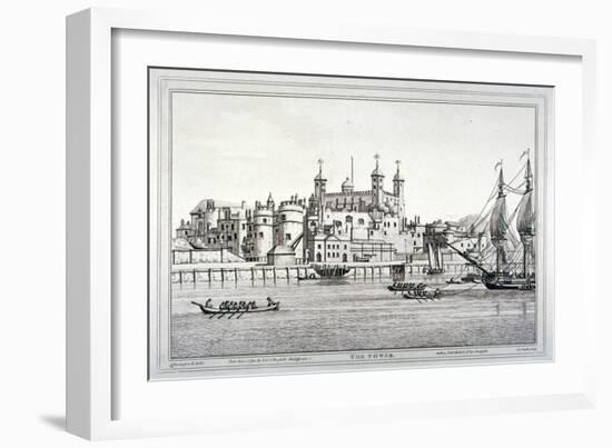 South View of the Tower of London with Boats on the River Thames, 1795-Joseph Constantine Stadler-Framed Giclee Print