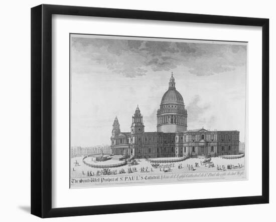 South-West View of St Paul's Cathedral, City of London, 1750-null-Framed Giclee Print