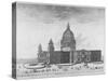 South-West View of St Paul's Cathedral, City of London, 1750-null-Stretched Canvas