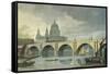 South West View of St Pauls Cathedral and Blackfriars Bridge, 1810-George Fennel Robson-Framed Stretched Canvas