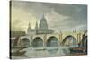 South West View of St Pauls Cathedral and Blackfriars Bridge, 1810-George Fennel Robson-Stretched Canvas