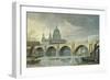 South West View of St Pauls Cathedral and Blackfriars Bridge, 1810-George Fennel Robson-Framed Giclee Print