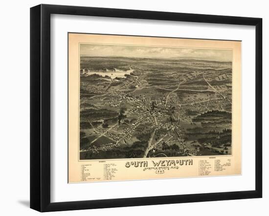 South Weymouth, Massachusetts - Panoramic Map-Lantern Press-Framed Art Print