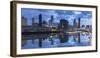 South Wharf skyline at dawn, Melbourne, Victoria, Australia-Ian Trower-Framed Photographic Print