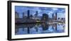 South Wharf skyline at dawn, Melbourne, Victoria, Australia-Ian Trower-Framed Photographic Print