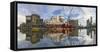 South Wharf skyline at dawn, Melbourne, Victoria, Australia-Ian Trower-Framed Stretched Canvas