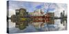 South Wharf skyline at dawn, Melbourne, Victoria, Australia-Ian Trower-Stretched Canvas
