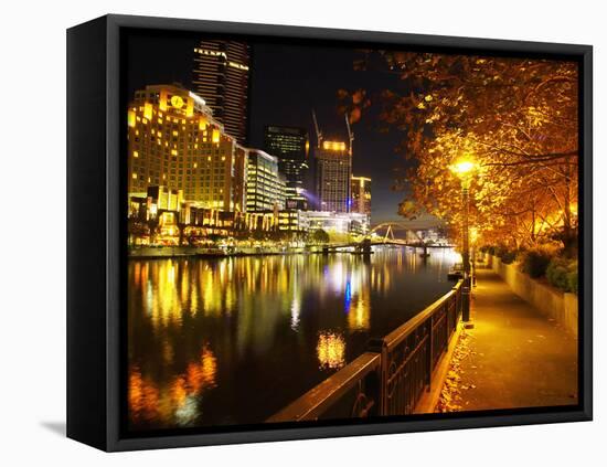 Southbank, Yarra River, and Flinders Walk, Melbourne, Victoria, Australia-David Wall-Framed Stretched Canvas