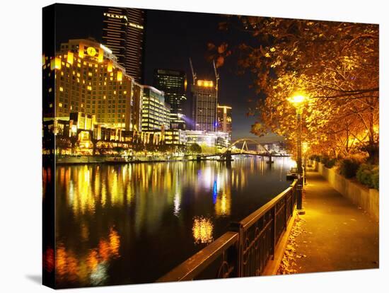 Southbank, Yarra River, and Flinders Walk, Melbourne, Victoria, Australia-David Wall-Stretched Canvas