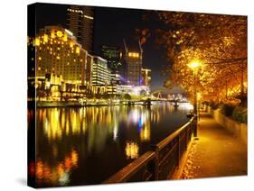 Southbank, Yarra River, and Flinders Walk, Melbourne, Victoria, Australia-David Wall-Stretched Canvas