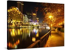 Southbank, Yarra River, and Flinders Walk, Melbourne, Victoria, Australia-David Wall-Stretched Canvas