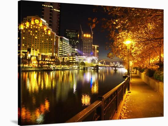 Southbank, Yarra River, and Flinders Walk, Melbourne, Victoria, Australia-David Wall-Stretched Canvas