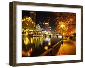 Southbank, Yarra River, and Flinders Walk, Melbourne, Victoria, Australia-David Wall-Framed Premium Photographic Print