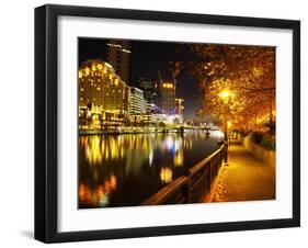 Southbank, Yarra River, and Flinders Walk, Melbourne, Victoria, Australia-David Wall-Framed Premium Photographic Print