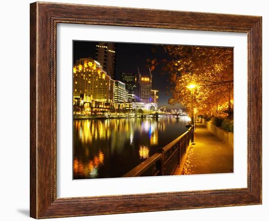 Southbank, Yarra River, and Flinders Walk, Melbourne, Victoria, Australia-David Wall-Framed Photographic Print