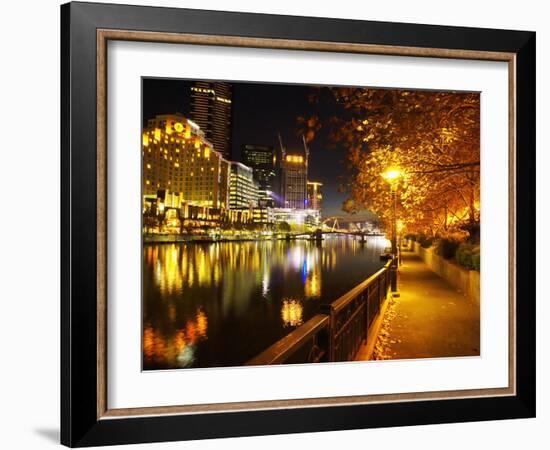 Southbank, Yarra River, and Flinders Walk, Melbourne, Victoria, Australia-David Wall-Framed Photographic Print