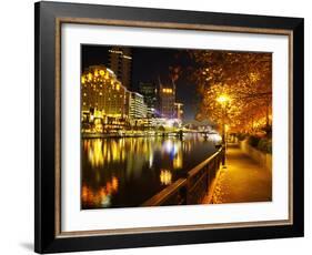 Southbank, Yarra River, and Flinders Walk, Melbourne, Victoria, Australia-David Wall-Framed Photographic Print