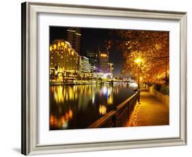 Southbank, Yarra River, and Flinders Walk, Melbourne, Victoria, Australia-David Wall-Framed Photographic Print